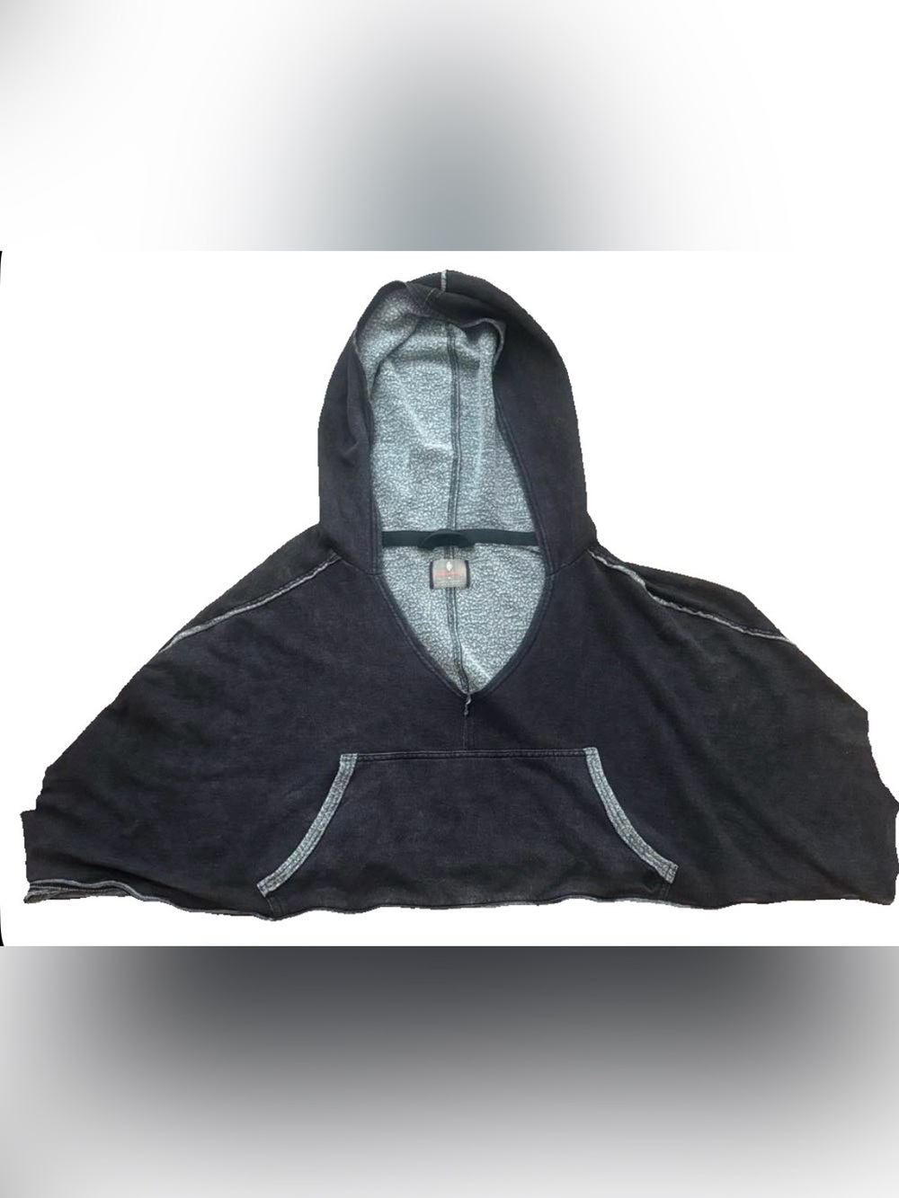 Free People Movement Washed Black Cropped Hooded Poncho Cape - Size M - Boho